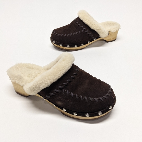 Minnetonka Leather Sheepskin Clogs sz 7 - Picture 8 of 10